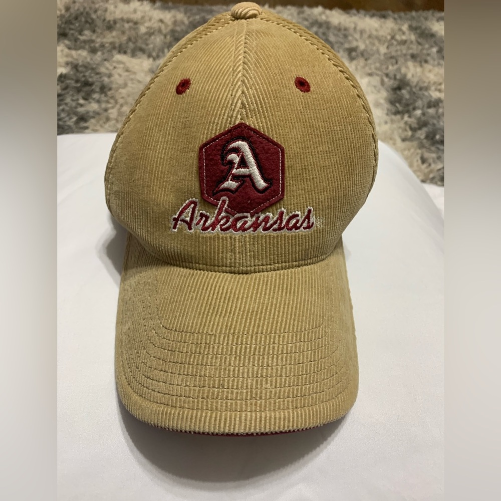 Arkansas Razorbacks Tan Corduroy Strap Back Cap
